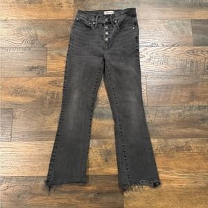Madewell Cali-Demi Boot Jeans In Black Asymmetrical Hem Edition Women's Size 25